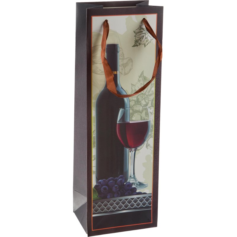 превью Пакет подарочный ламин. для бутылки, Вино, 12×36х9см, GBT011