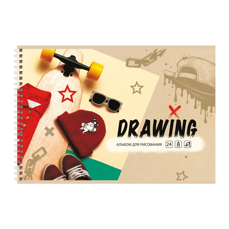 Альбом для рисования 24л., А4, на гребне BG «Drawing»