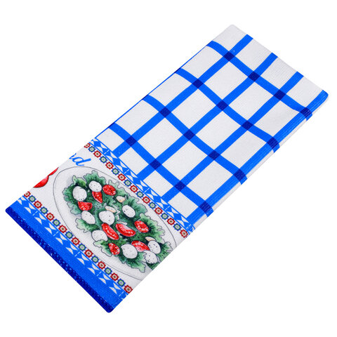 Салфетка из МИКРОФИБРЫ универсальная, 40×60 см, синяя клетка, орнамент, 240 г/м2, BOOMHOUSE (БУМХАУС)