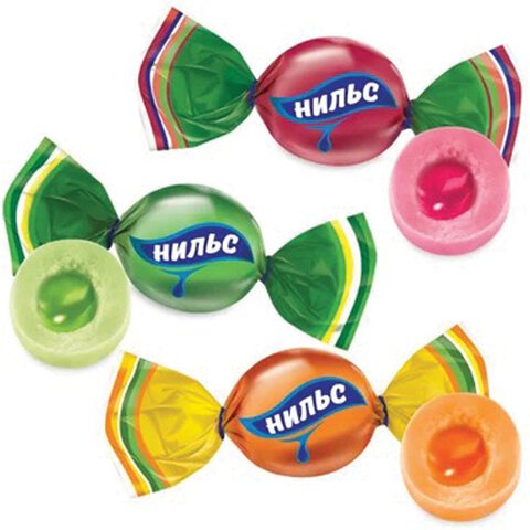 Карамель жевательная ЯШКИНО «Нильс», ассорти (вишня, апельсин, яблоко), 500 г