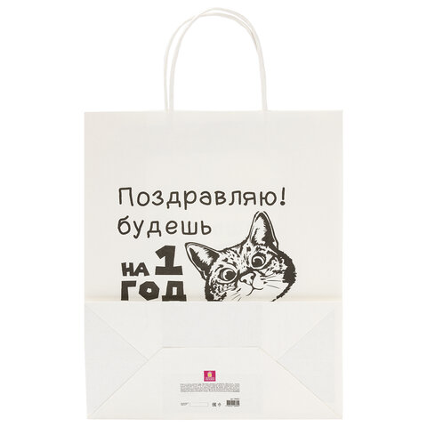 Пакет подарочный (1 штука) 26×13х32 см (L) «На год душнее», крафт, ЗОЛОТАЯ СКАЗКА