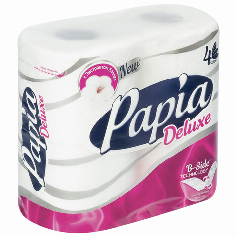 Бумага туалетная Papia Deluxe (4-слойная, белая, 4 рулона в упаковке)