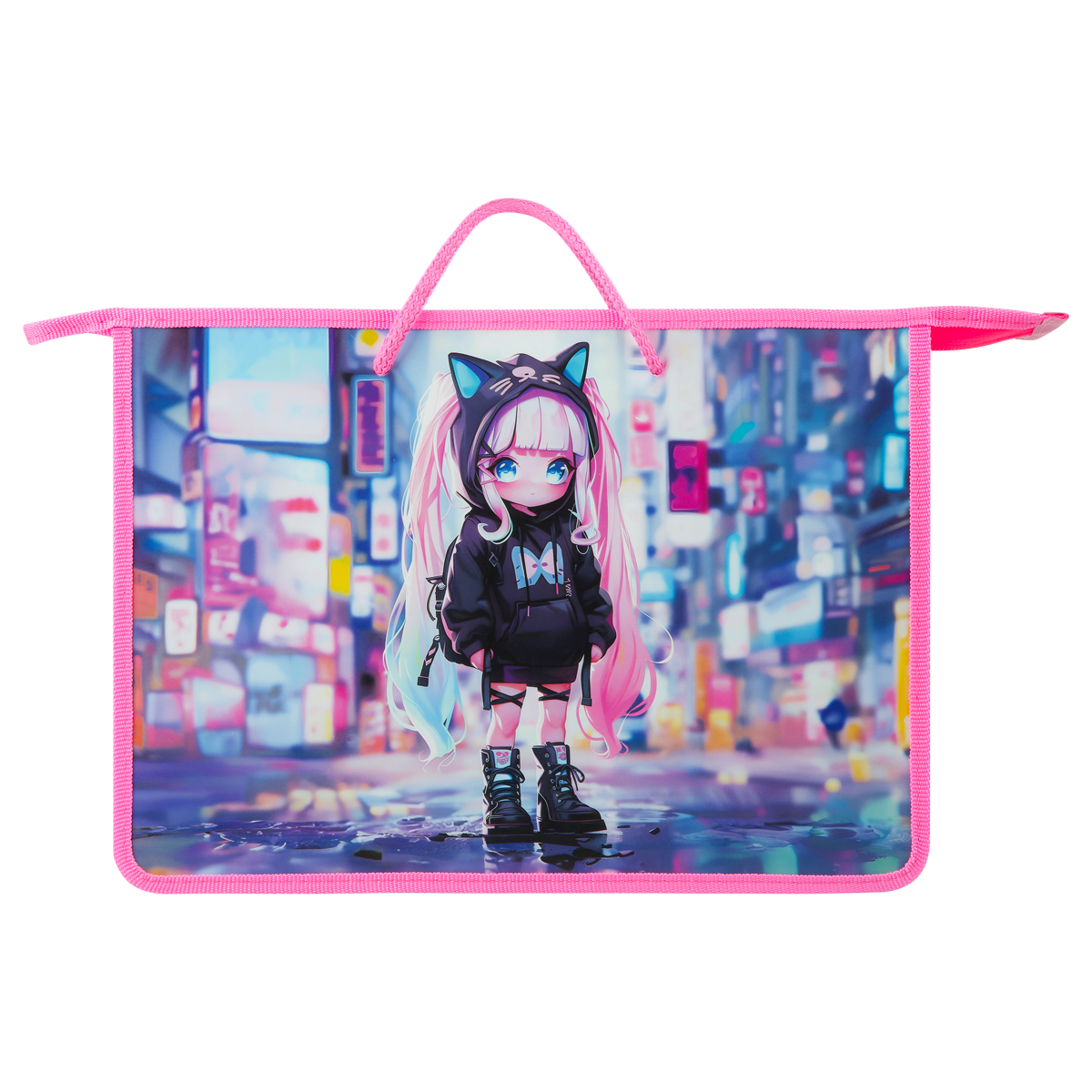 Папка с ручками А4 ArtSpace «Stylish girl», пластик, на молнии, 75мм