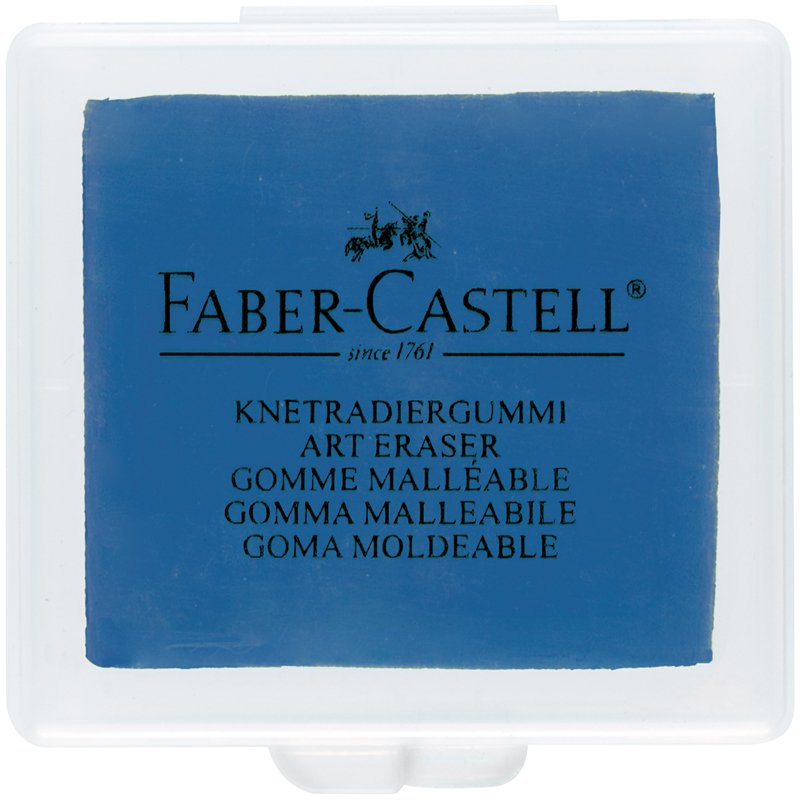 Ластик-клячка Faber-Castell, формопласт, 40×35×10мм, бирюзов./розов./синий, пластик. контейнер