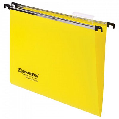 Подвесные папки пластиковые BRAUBERG, комплект 5 шт., 315х245 мм, до 80 л. А4, желтые, пластиковые табуляторы