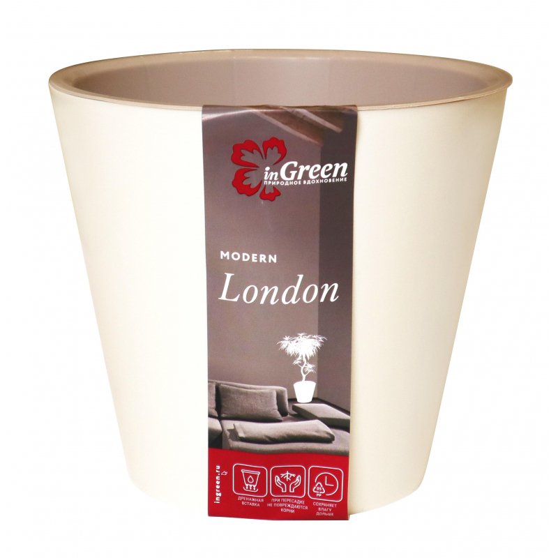 превью Горшок для цветов InGreen London сливочный 5 л