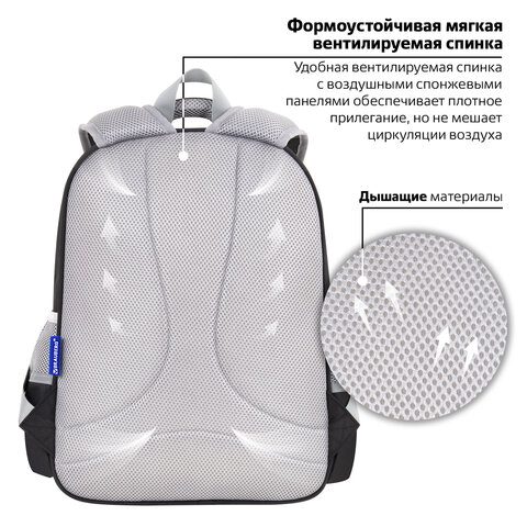 Рюкзак BRAUBERG SNAP, 2 отделения, 3 кармана, «Original black», 39×28х16 см