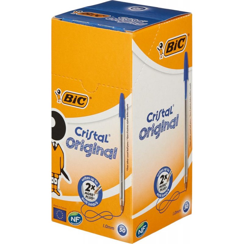 Ручка шариковая одноразовая неавтоматическая масляная BIC Cristal синяя (толщина линии 0.4 мм)
