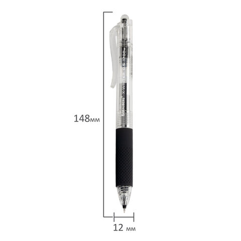 Ручка гелевая автоматическая BRAUBERG «X-WRITER 1700» УВЕЛИЧЕННАЯ ДЛИНА ПИСЬМА 1700 м, ЧЁРНАЯ, игольчатый узел 0.5 мм, линия 0.35 мм