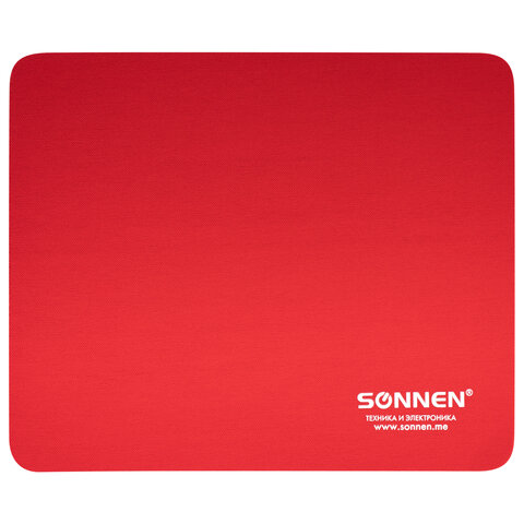 Коврик для мыши SONNEN «RED», резина + ткань, 220×180х3 мм