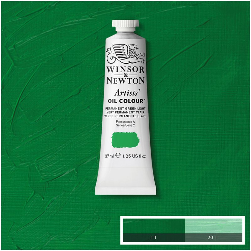 Краска масляная профессиональная Winsor&Newton «Artists' Oil», 37 мл перманентный светло-зеленый