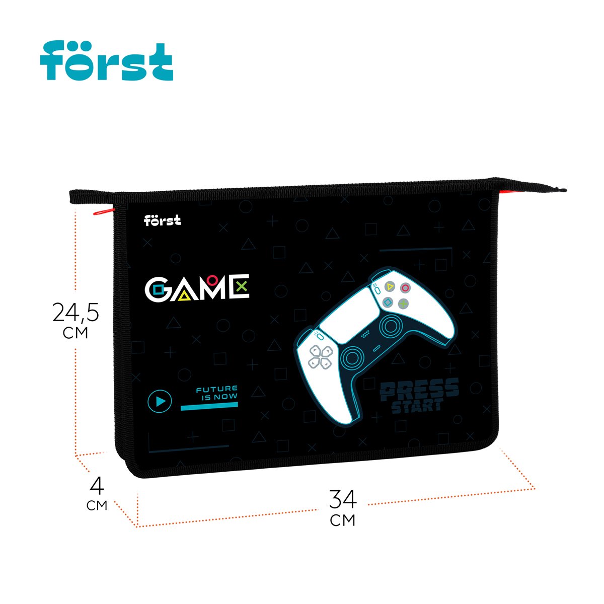 Папка для тетрадей 1 отделение, А4 Först «Game», 340×245×40мм, пластик, на молнии