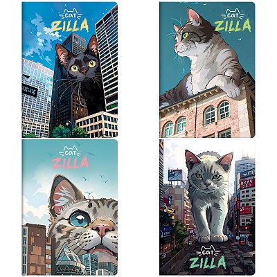 Тетрадь 40л., А5, клетка MESHU «CatZilla», матовая ламинация, ЕВРО