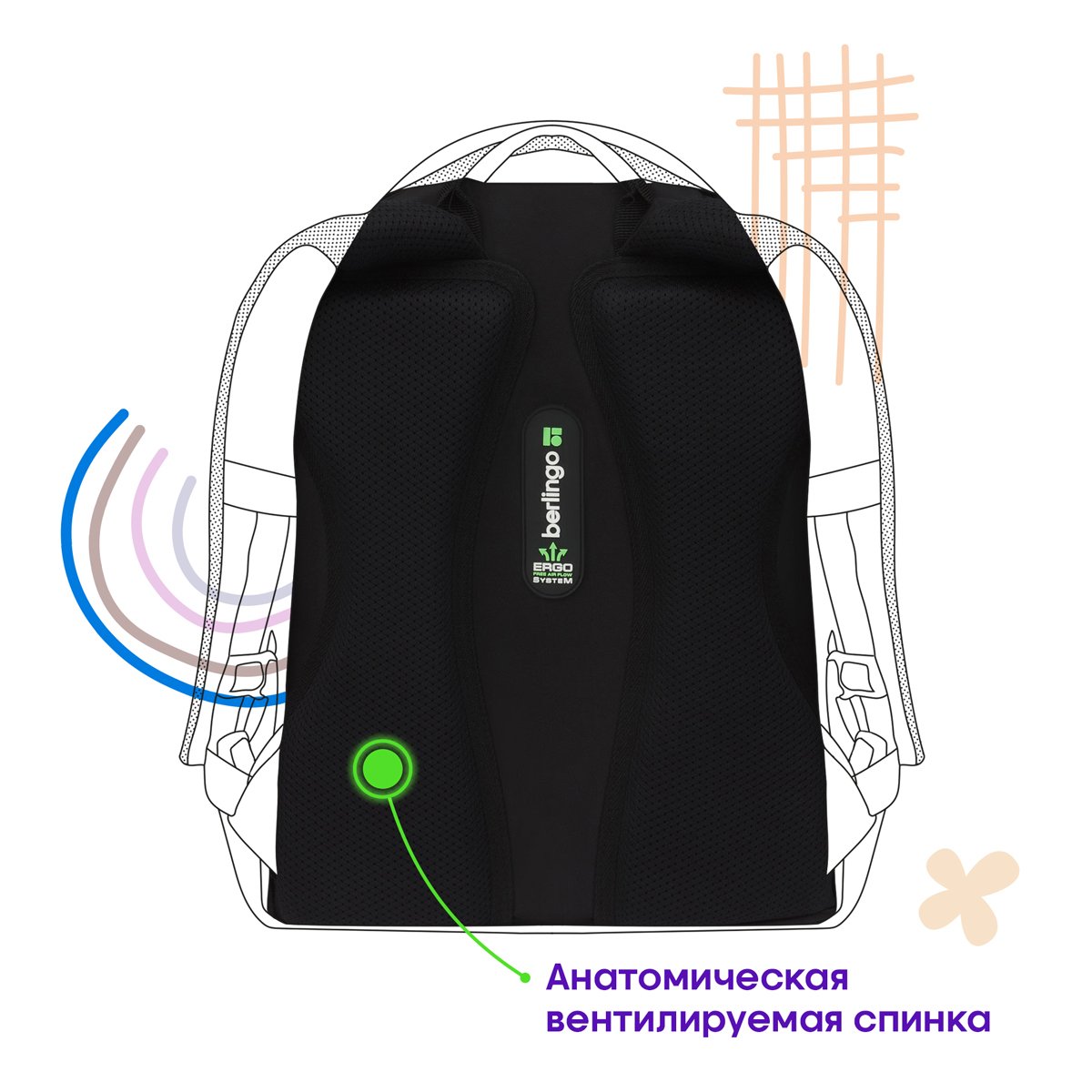 Рюкзак Berlingo Modern «Cyber black» 38×30×18см, 3 отделения, 2 кармана, эргономичная спинка