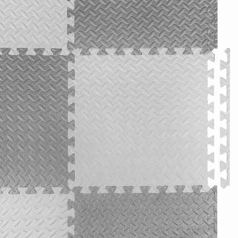 Коврик-пазл напольный 1.5×1 м, 6 шт., 50×50 см, толщина 1 см, серый, светло-серый, ЮНЛАНДИЯ