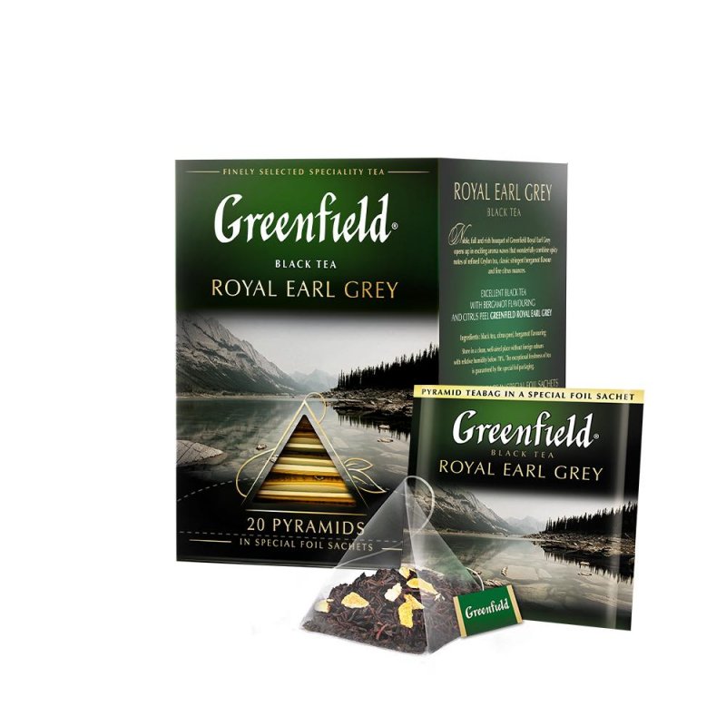 превью Чай Greenfield Royal Earl Grey черн фольг. пирамидки 20 пак/уп