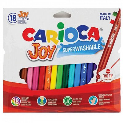 Фломастеры Carioca «Joy», 18цв., смываемые, картон, европодвес