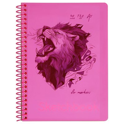 Скетчбук 40л., А5 на гребне BG «Neon. Pink», маркерная бумага 120г/м2