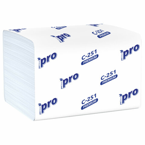 Салфетки 200 шт. PROtissue (Система N4) PREMIUM, 2-слойные, КОМПЛЕКТ 20 шт., 21×16 см, V-сложение, белые