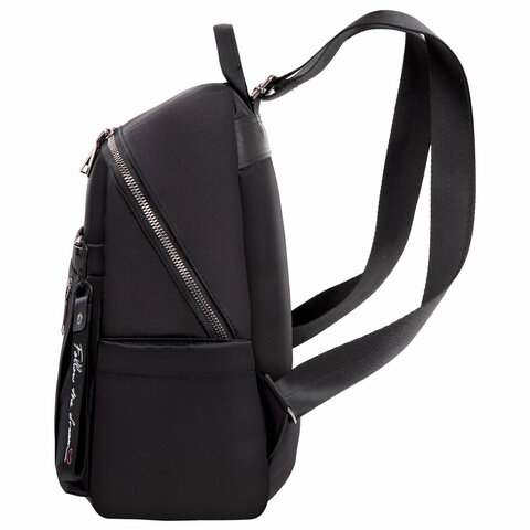 Рюкзак BRAUBERG PODIUM женский, нейлон, черный, 32×26х15 см