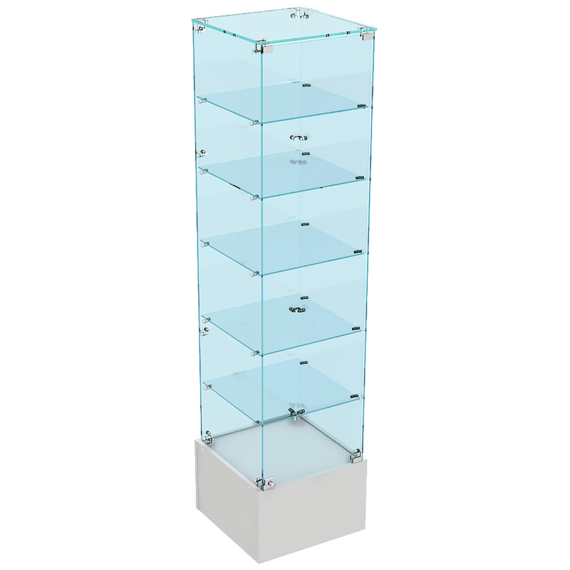 превью Витрина W_ Истра 510 закрытая, задн. стенка стекло 450×450х1800 серый