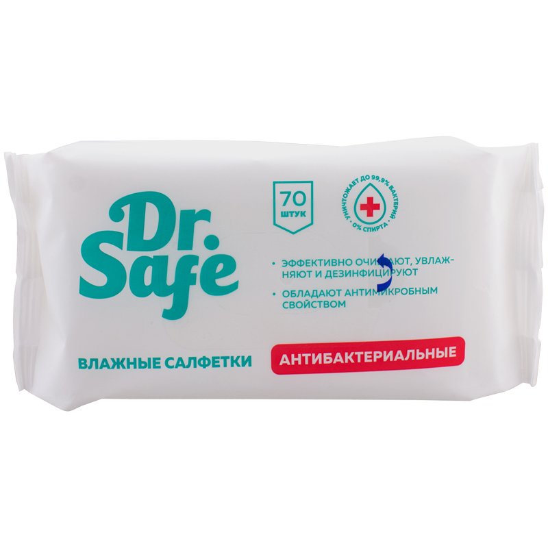 превью Влажные салфетки антибактериальные Dr. Safe 70 штук в упаковке