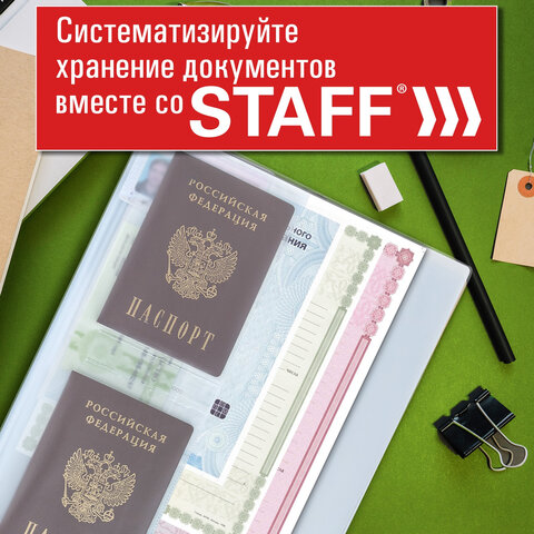 Папка-органайзер, обложка семейная для 2-х комплектов документов, А4, ПВХ, матовая, STAFF