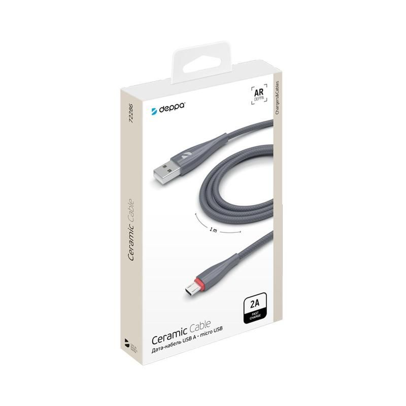 Кабель Deppa Ceramic USB A - micro USB 1 метр (72286)