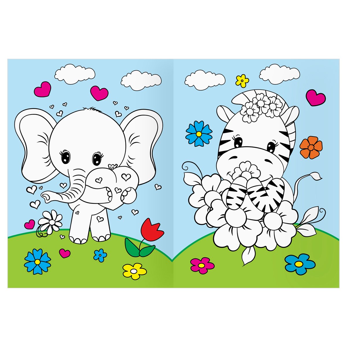 Раскраска А4 ТРИ СОВЫ «Животные в стиле kawaii», 16стр., цветной фон