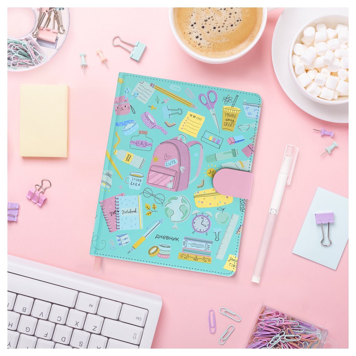 превью Дневник 1-11 кл. 48л. (твердый) MESHU «Cute», иск. кожа, УФ-печать, магн. клапан, тон. блок, ляссе