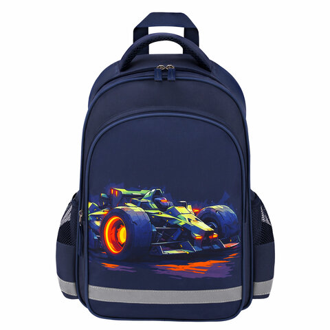 Рюкзак ПИФАГОР SCHOOL, 1 отделение, 3 кармана, «Speed bolid», 38×28×14 см