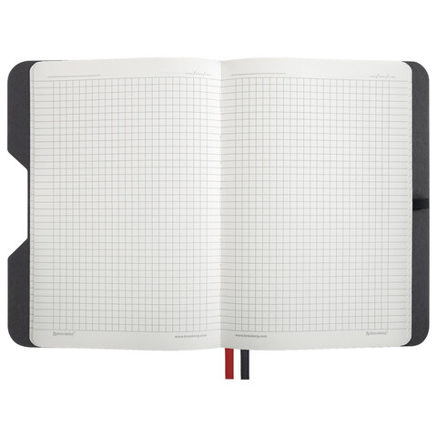 Блокнот А5 (148×218 мм), BRAUBERG «NOTE», под кожу софт-тач, с резинкой, 80 л., клетка, черный