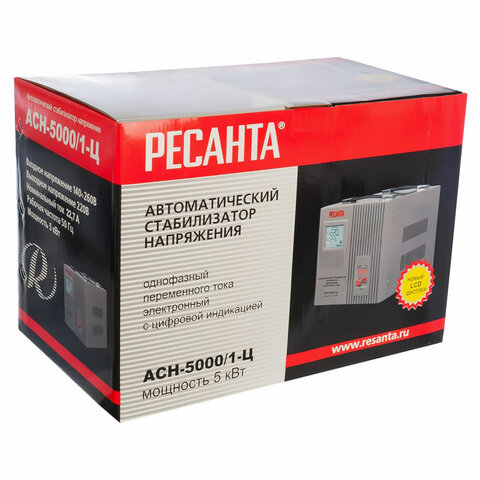 Стабилизатор РЕСАНТА АСН-5000/1-Ц, 5000 Вт, 140-260 В, напольный