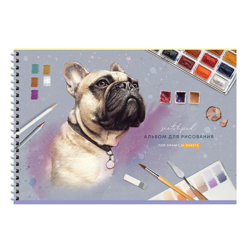 Альбом для рисования 24л., А4, на гребне ArtSpace «Животные. Lowely pets», эконом