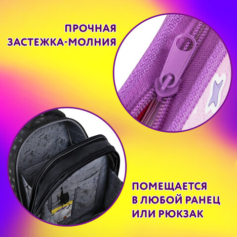 Папка для тетрадей ЮНЛАНДИЯ А4, 1 отделение, картон/пластик, конгрев, на молнии, «Sweets»