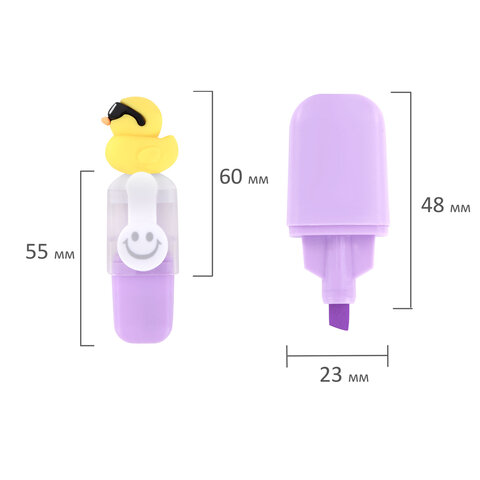 Набор текстовыделителей с топперами 6 ЦВЕТОВ ПАСТЕЛЬ, «КРУТЫЕ УТЯТА», линия 1-4 мм, FUNSTER (ФАНСТЕР)