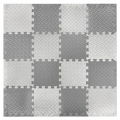 Коврик-пазл напольный 1.2×1.2 м, 16 шт., 30×30 см, толщина 1 см, серый, светло-серый, ЮНЛАНДИЯ