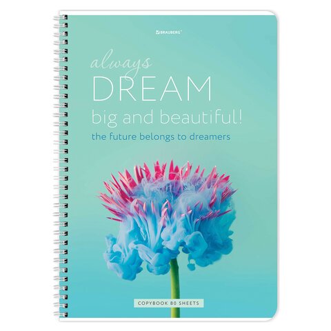 Тетрадь А4, 80 л., BRAUBERG, гребень, клетка, обложка картон, «Dream»