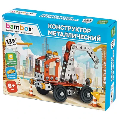 Конструктор металлический «Кран», цветной, с подвижными деталями, 139 элементов, BAMBOX (БАМБОКС)
