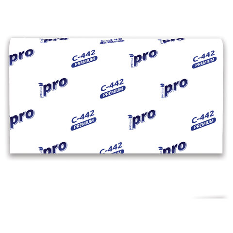 Полотенца бумажные 200 шт., PROtissue (H2) PREMIUM, 2-слойные, белые, КОМПЛЕКТ 21 пачка, 24×21.5 см, Z-сложение