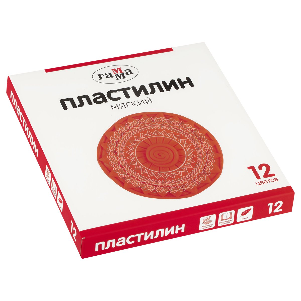 превью Пластилин Гамма, 12 цветов, 240г, со стеком, картон. упаковка