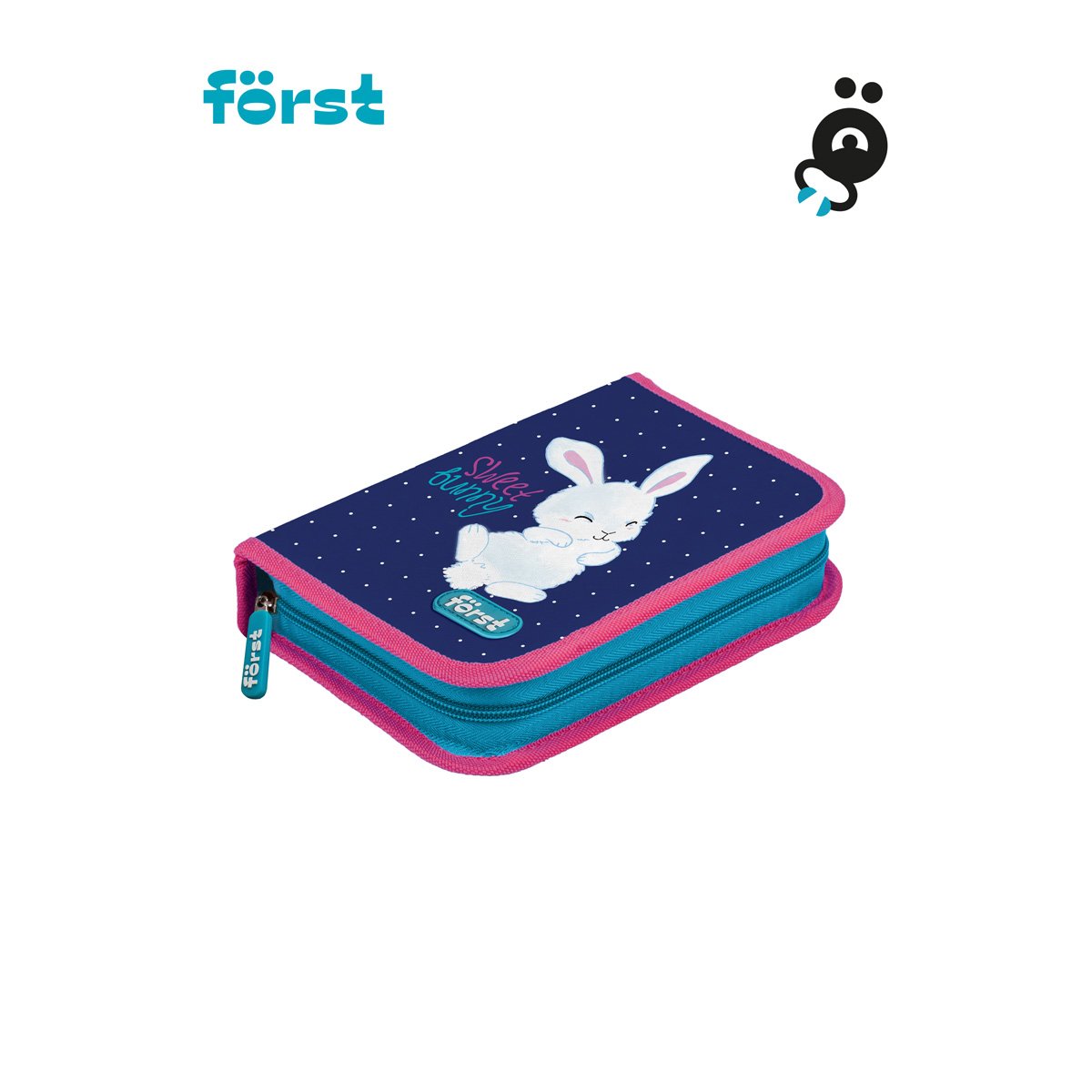 Пенал 1 отделение, 200×140×40 Först «Sweet bunny», дополнительная откидная секция, полиэстер