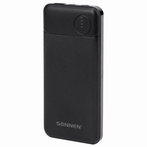 Аккумулятор внешний 10000 mAh SONNEN POWERBANK K701PD БЫСТРАЯ ЗАРЯДКА, 2USB, литий-полимер