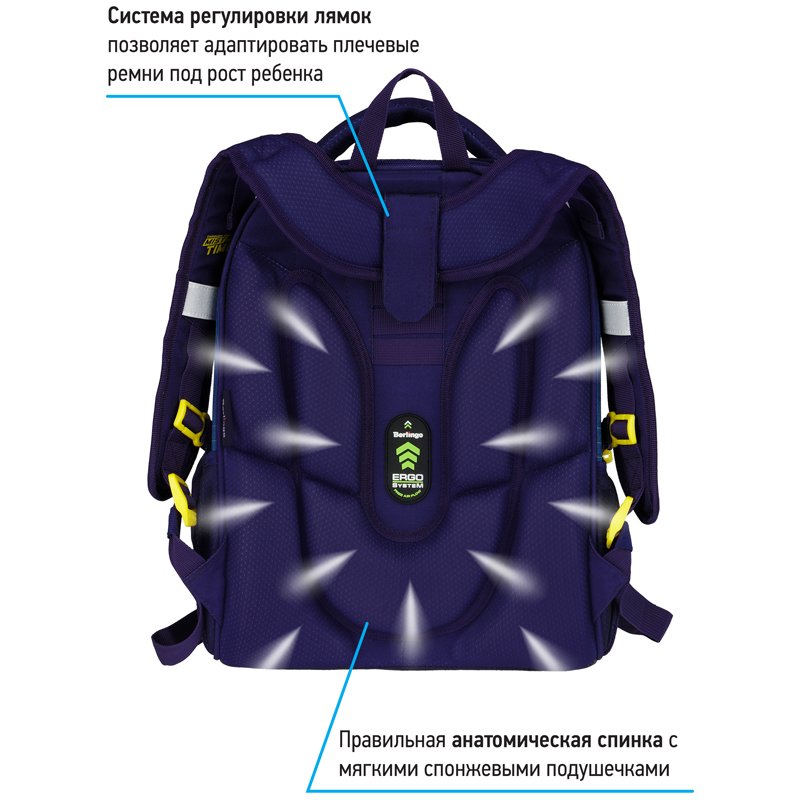Ранец Berlingo Expert Max «Triangles» 37×28×16см, 2 отделения, анатомическая спинка, дождевик в комплекте
