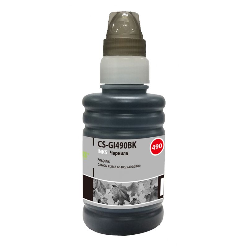 превью Чернила совм. Cactus GI490BK черный для Canon Pixma G1400/G2400/G3400 (100мл)
