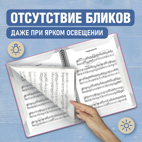 Папка-тетрадь для нот А4, 20 вкладышей на 40 страниц, на гребне, пластик, РОЗОВАЯ, BRAUBERG