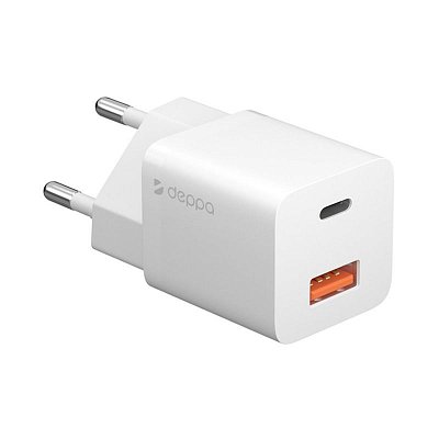 Зарядное устройство сетевое Deppa USB-C+USB-A, PD 3.0, QC 3.0, 20Вт, белый