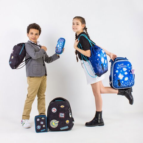 Ранец BRAUBERG PREMIUM, 2 отделения, с брелком, «Space mission», LED ЛАМПОЧКИ, 38×29х16 см