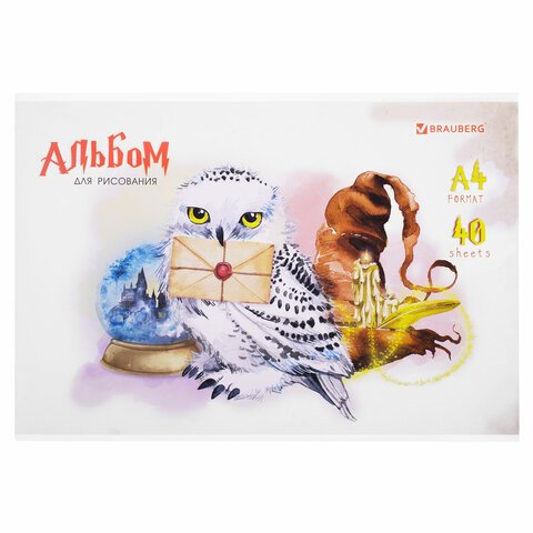 Альбом для рисования А4 40 л., скоба, обложка картон, BRAUBERG, 203×288 мм, «Магия» (2 вида)