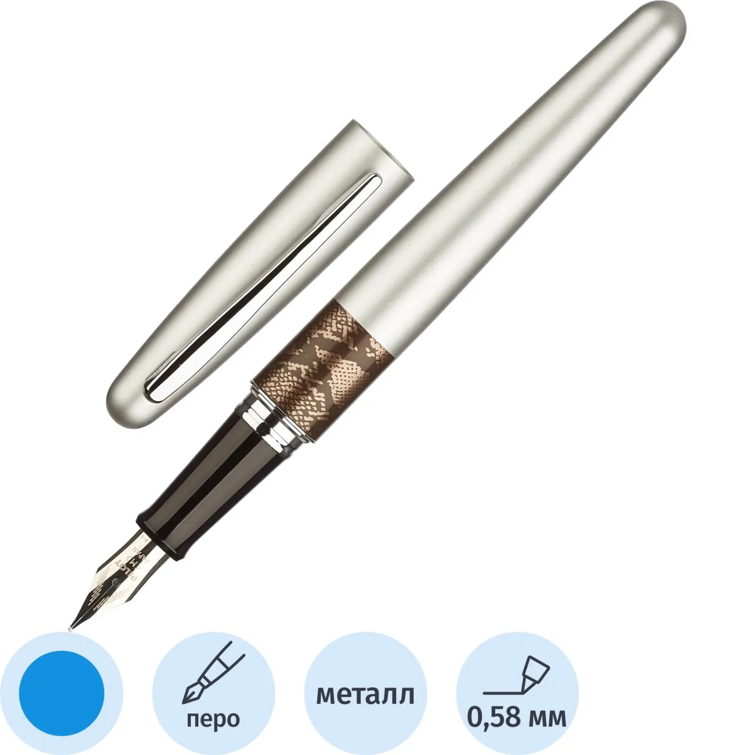 превью Ручка перьевая PILOT Стальной питон серия животные в футляре